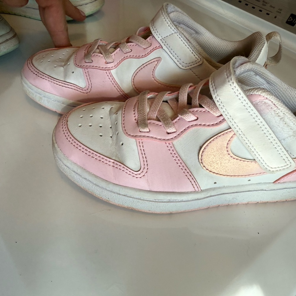 Nike Kids Pink and White Velcro Sneakers